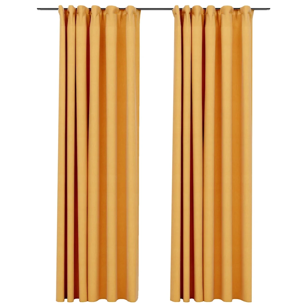 Tende Oscuranti con Ganci Effetto Lino 2 pz Gialle 140x245 cmcod mxl 128293