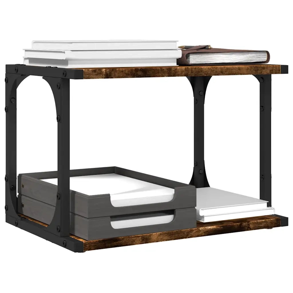 Supporto Stampante 2 Livelli Rovere Fumo 41x28x33,5 Multistrato 842273