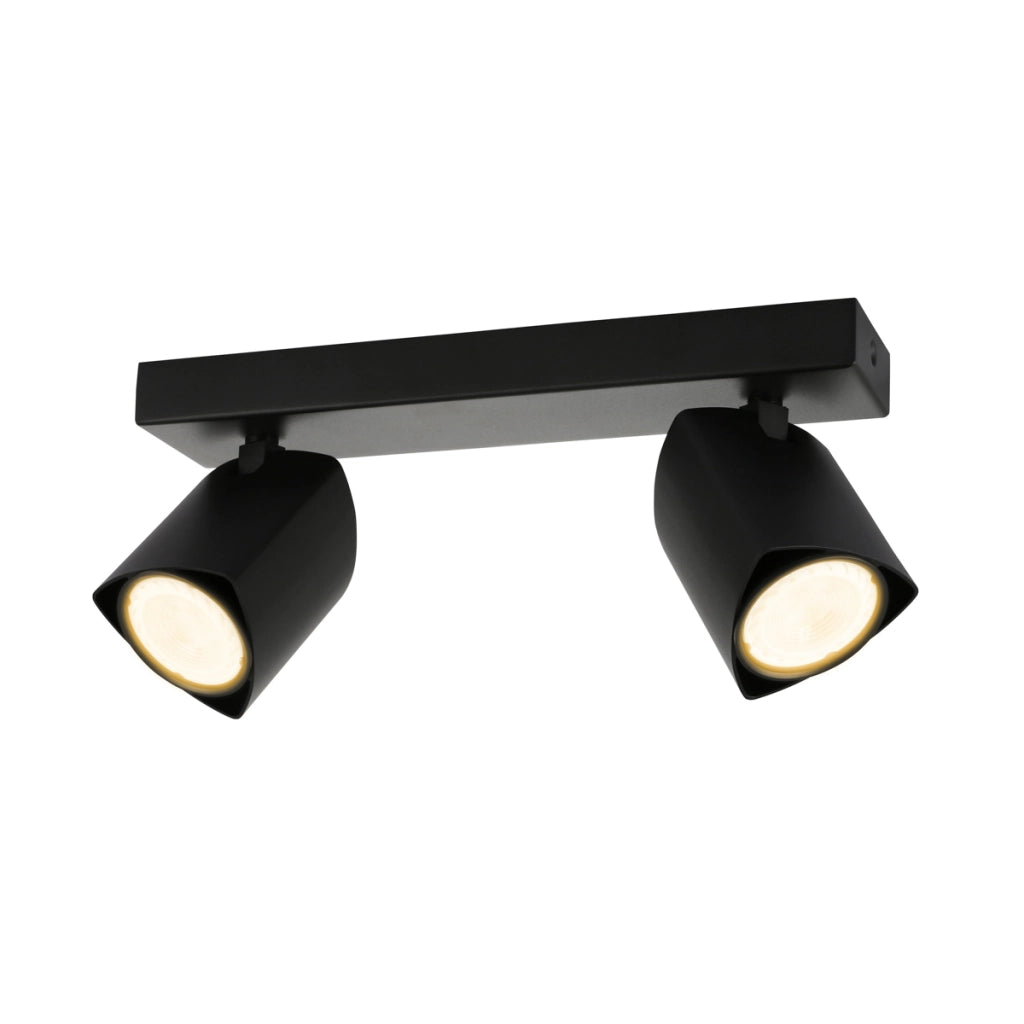 Faretto soffitto moderno doppio nero orientabile 2xGU10 Italux