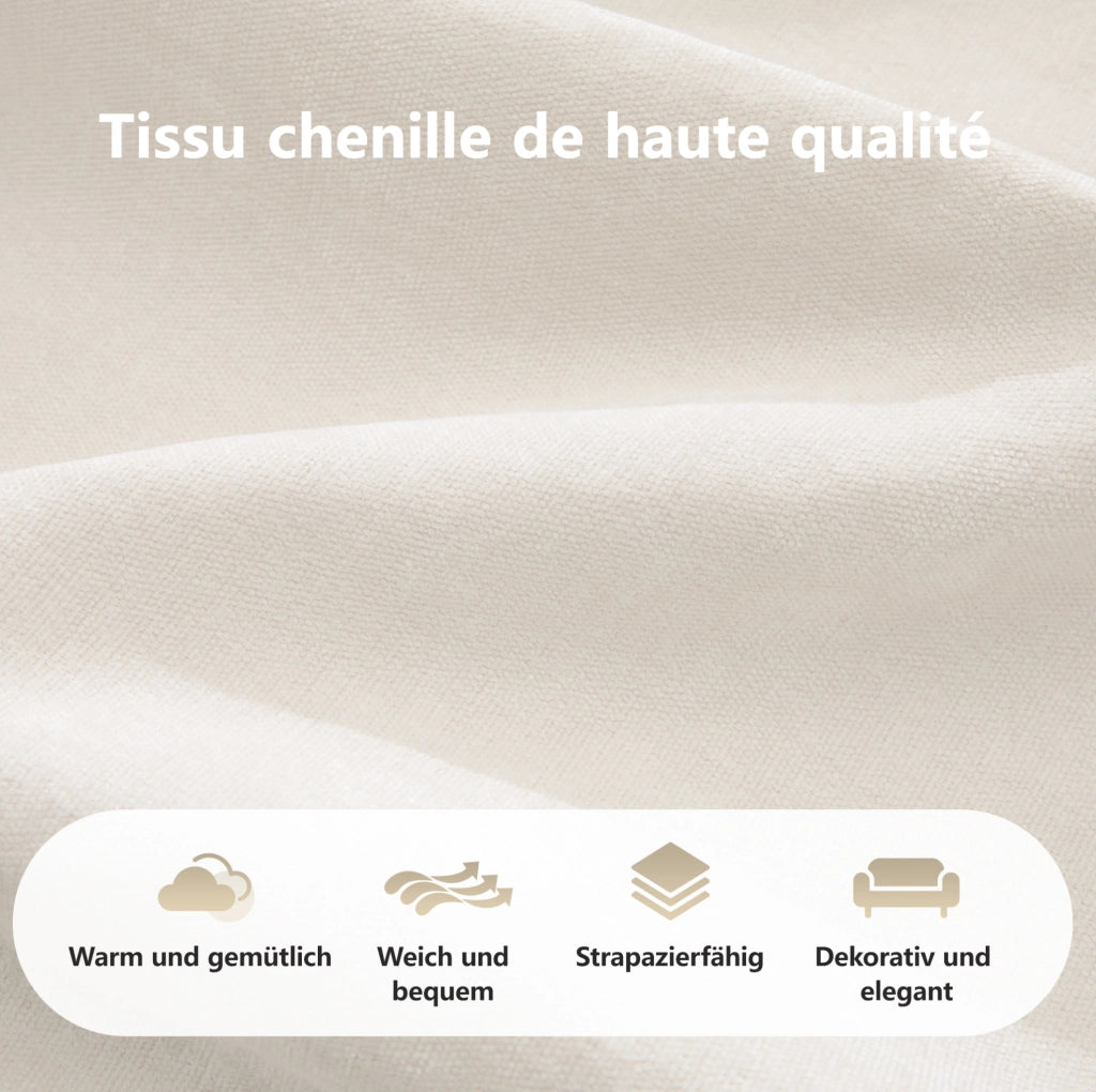 Divano modulare senza struttura interna in ciniglia con schiuma 32D; beige chiaro