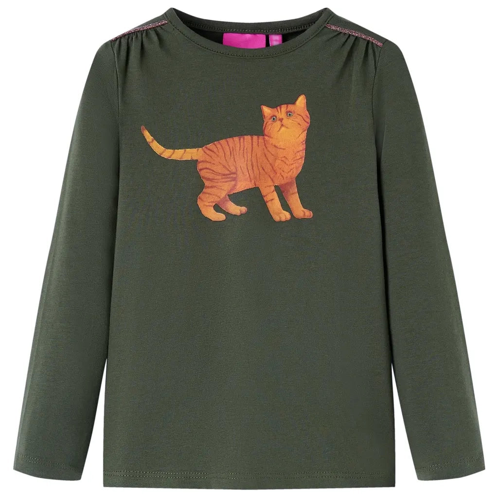 Maglietta da Bambina a Maniche Lunghe Khaki 140cod mxl 108035