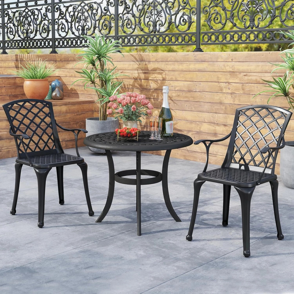 Set di 2 Sedie da Giardino, da Bistrò, in Alluminio Pressofuso, Sedie a Mosaico in Ferro con Schienali e Braccioli, da Giardino, Stile Anticato, Portata Fino a 110 kg