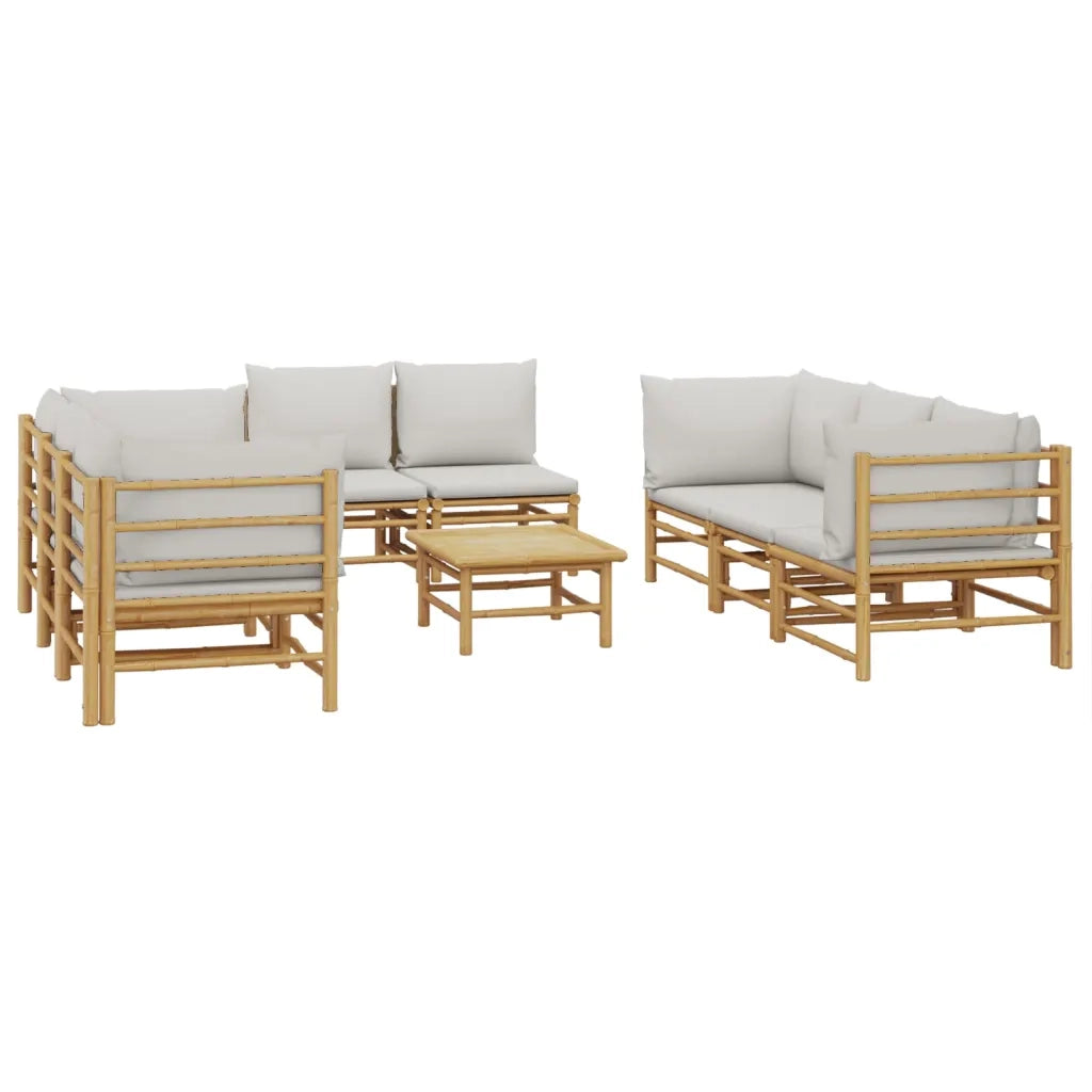 Set Salotto da Giardino 9pz con Cuscini Grigio Chiaro BambÃ¹cod mxl 76280