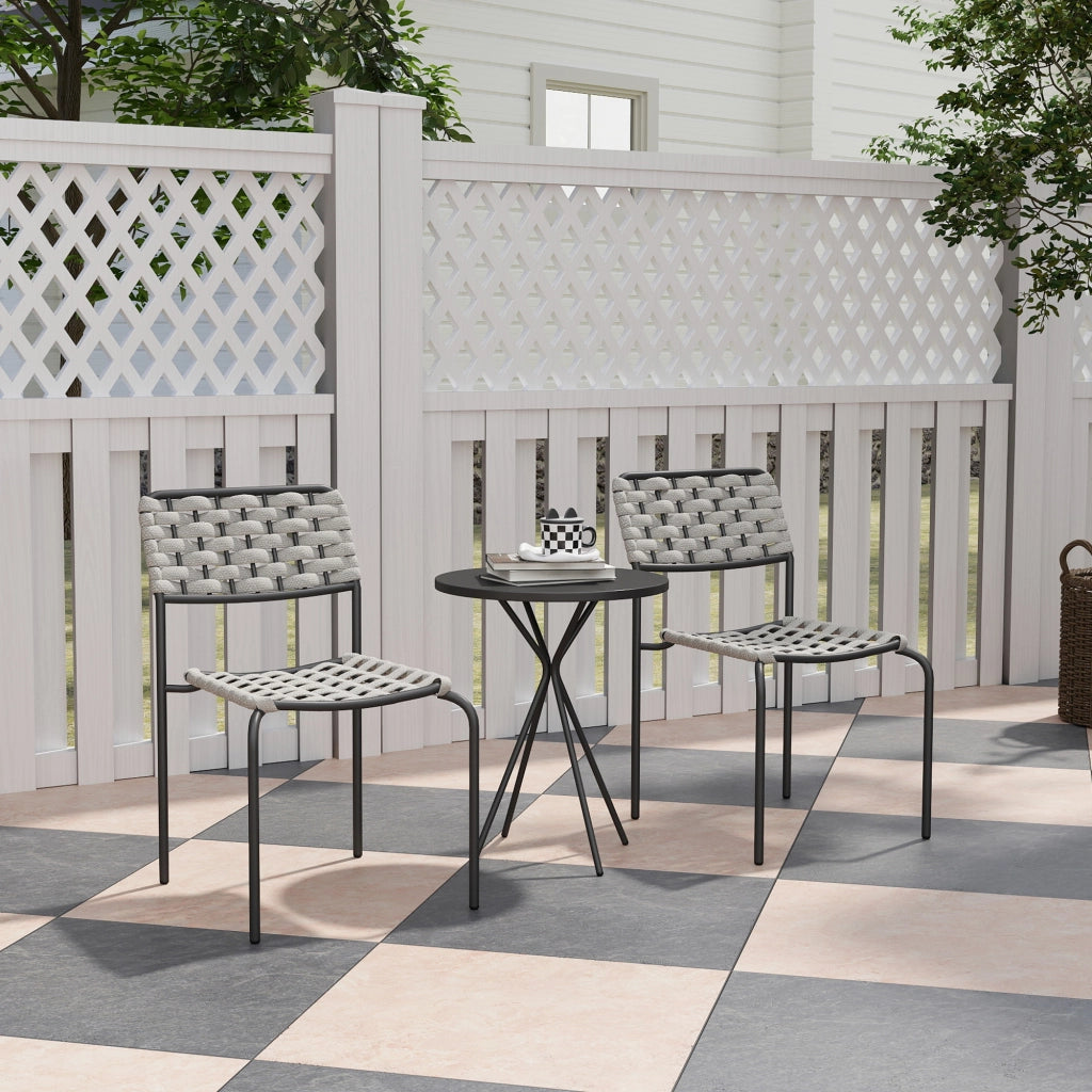 Set Poltrone e Tavolino Polyrattan per Esterno ¨C zephmum ¨C Grigio