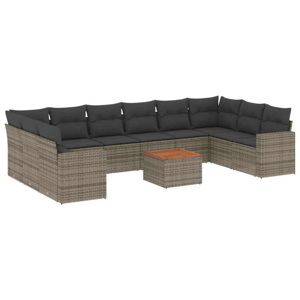 Set Divani da Giardino 11 pz con Cuscini in Polyrattan Grigiocod mxl 89658