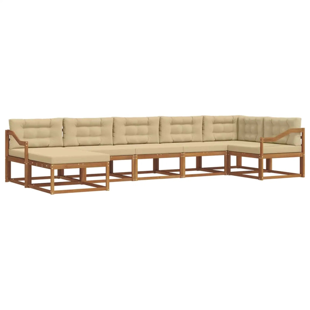 Set di divani da esterno con cuscino 7 pcs Naturale e Beige