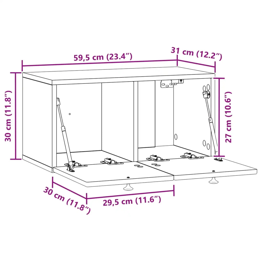Mobile Porta TV da Muro Bianco Lucido 59,5 x 31 x 30 cm 898199