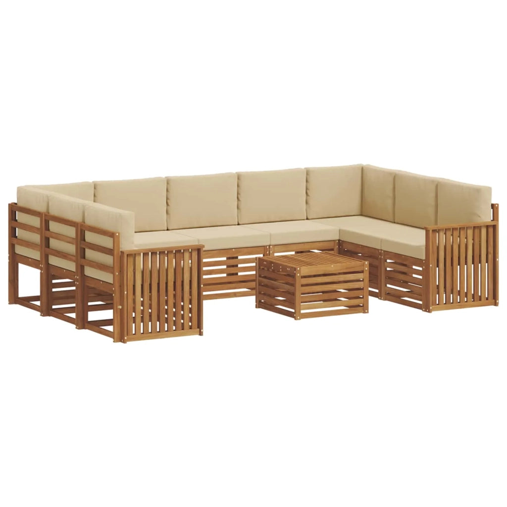 Set divani 10 pcs Naturale e Beige Legno di Acacia Massello 3375518