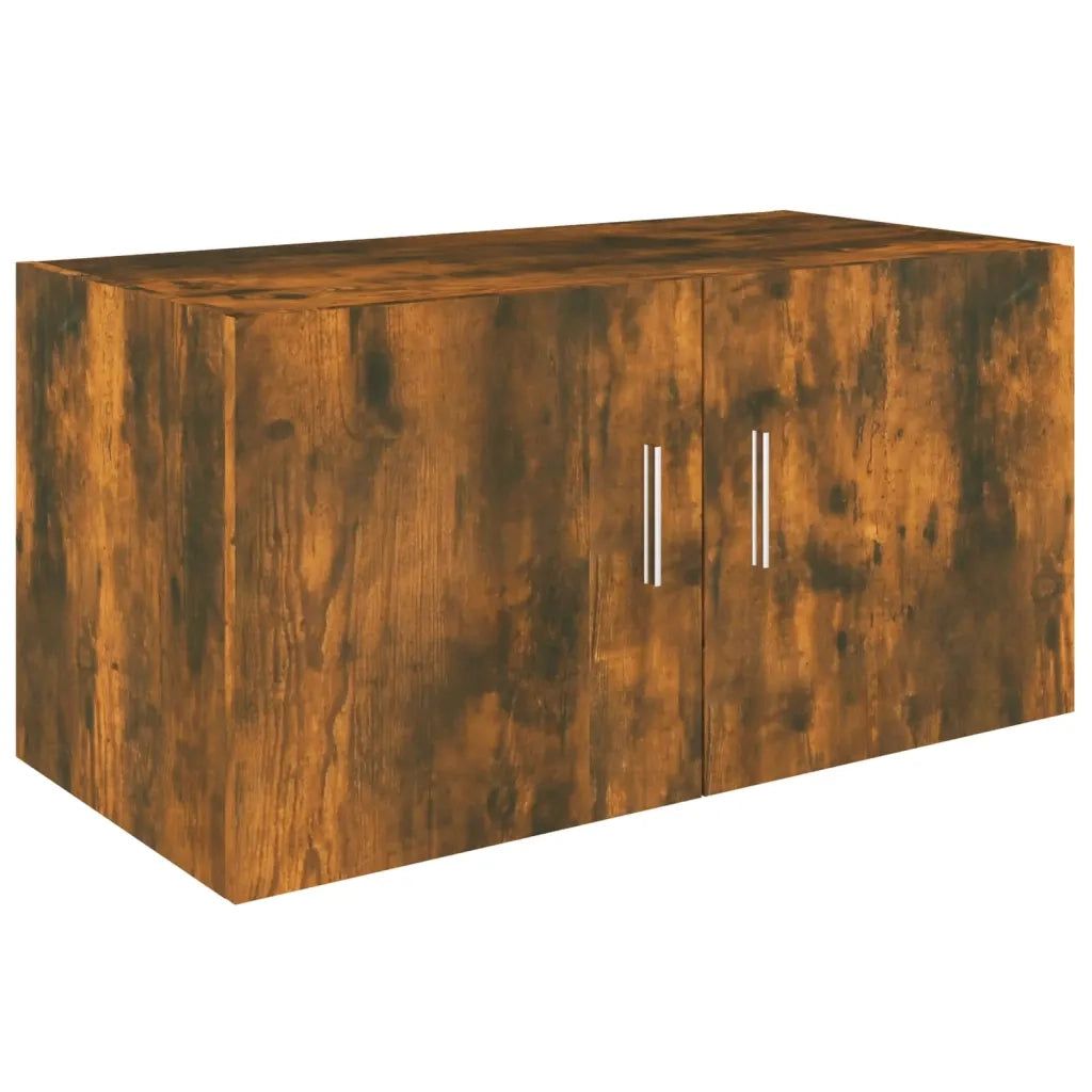 Mobiletto a parete moderno design elegante 80 x 39 x 40 cm salvaspazio antipolvere realizzato in legno composito finitura rovere affumicato 02_0048173