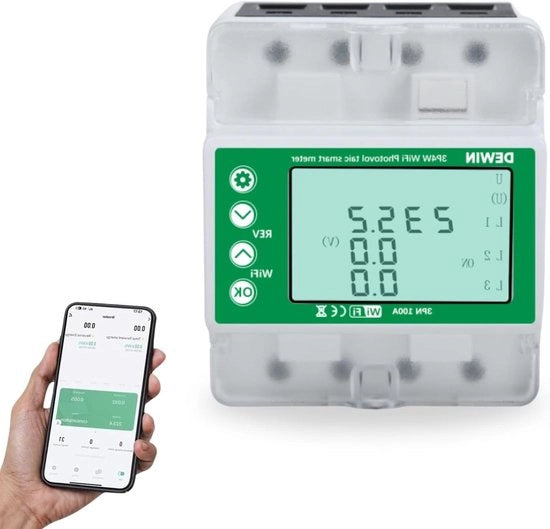 Contatore di energia con Wi-Fi per corrente trifasica 100A 380VAC misurazione del consumo con bilancio di tensione perdita di fase sovraccarico ECC (con manuali in italiano)