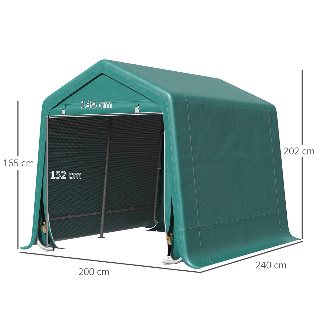 EasyComfort Garage Moto per Esterno 2.4x2 m, Tenda Garage per Attrezzi in Metallo e Tessuto PE, per Moto e Biciclette, Verde