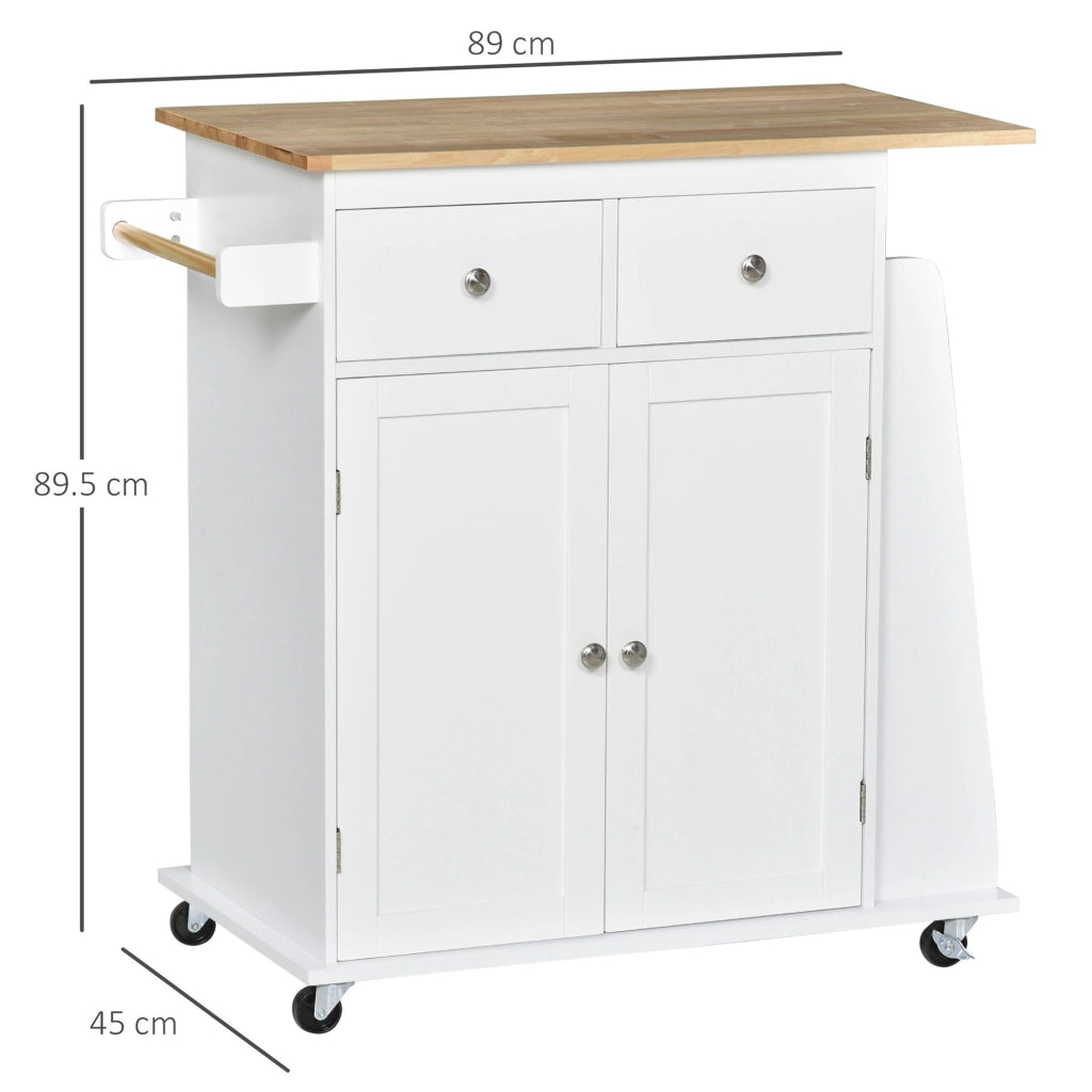 Carrello da Cucina Portaspezie a 3 Livelli e 4 Ruote 89x45x89 cm in MDF e Truciolato Bianco