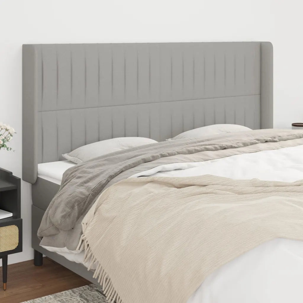 Testiera | Testata ad Orecchio Grigio Chiaro 163x16x118/128 cm in Tessuto
