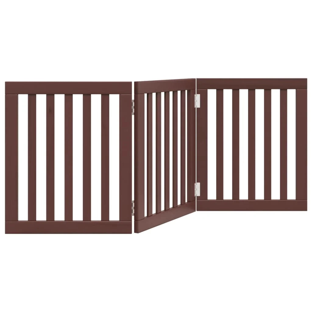 Cancelletto di sicurezza pieghevole per cani a 3 pannelli 150 cm legno di pioppo marrone 02_0023065