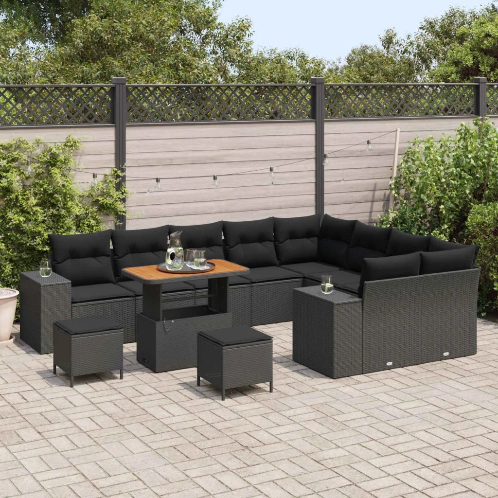 Set Divano da Giardino con cuscino con cuscino 12 pcs Nero 3363994