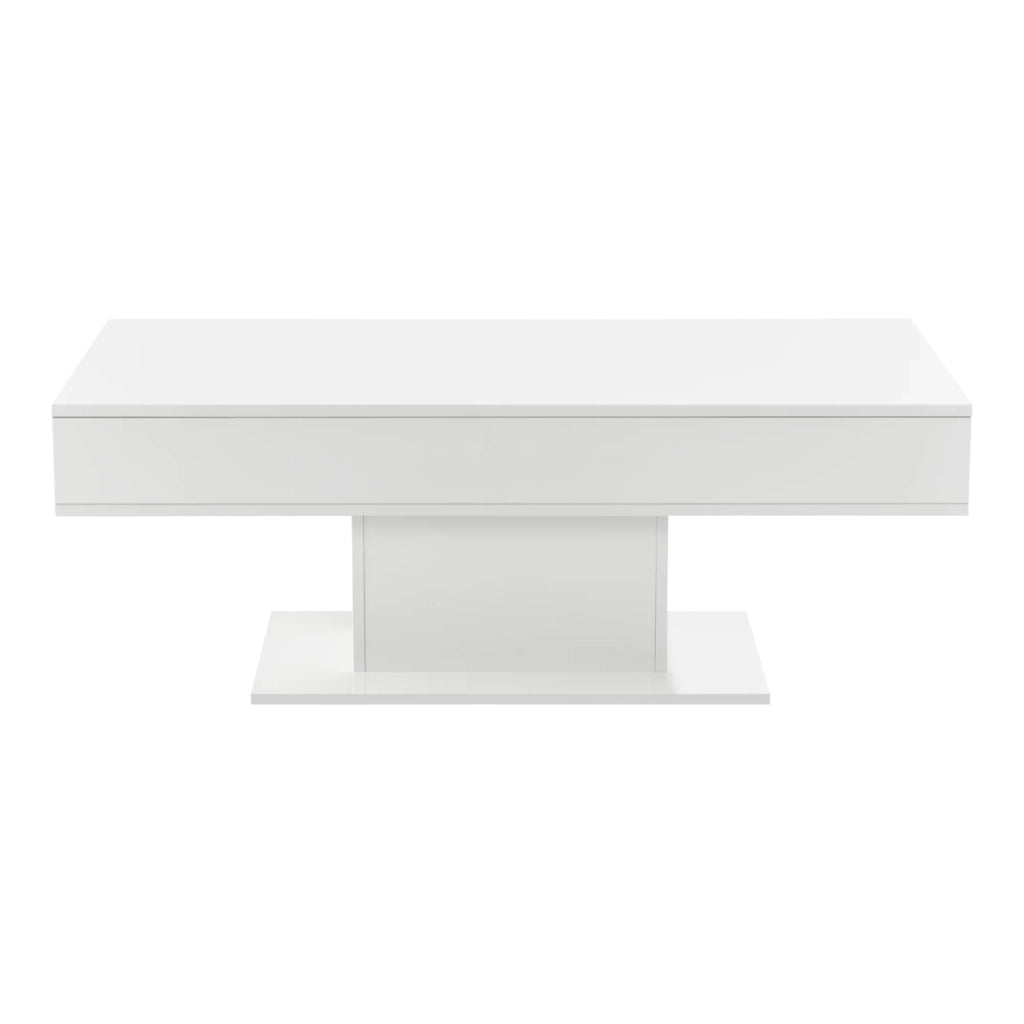Tavolino da salotto con 2 scomparti interni portaoggetti 40 x 110 x 60 cm bianco 03_0006145