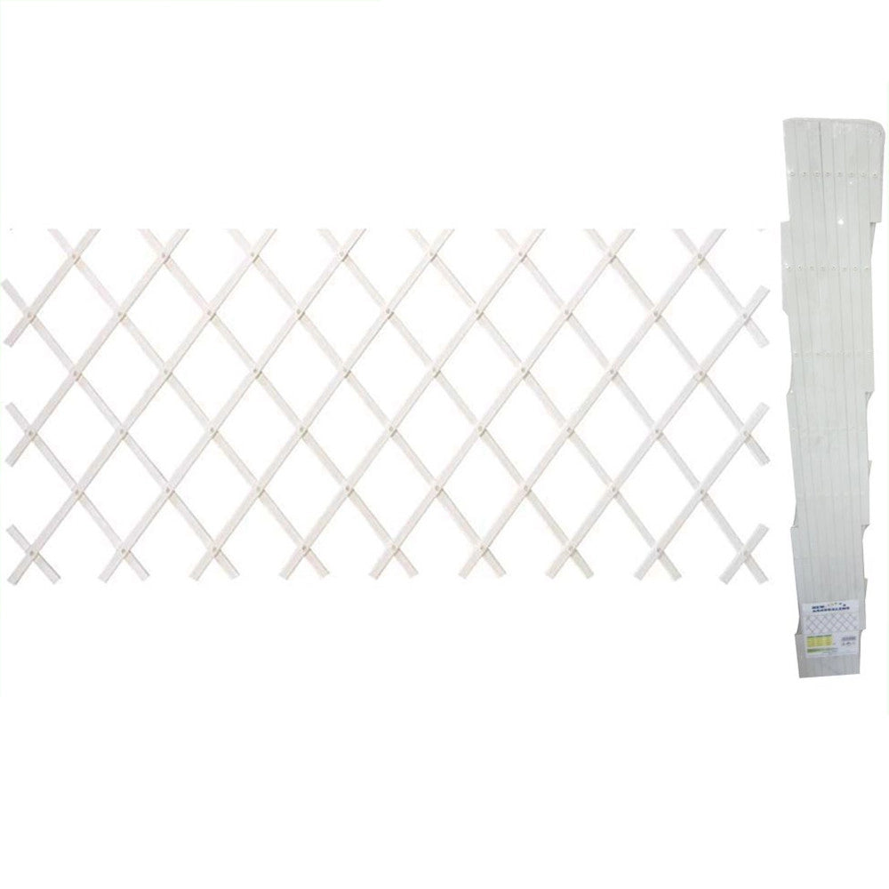 Trade Shop - Traliccio Rete In Vimini Bamboo 100x200cm Estensibile Bianco Piante Rampicanti -