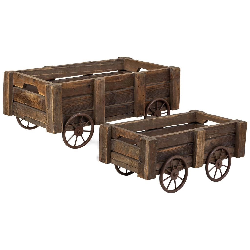 Set 2 cassette legno marrone 53x31,5x22-44x23,5x19h cm