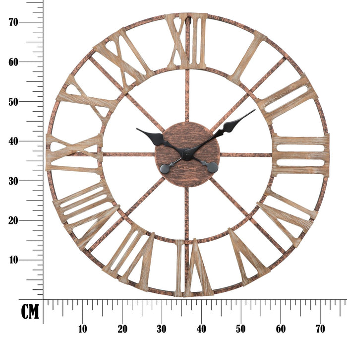 Orologio da Muro Plus Ø71,5x4 cm in Ferro e MDF Marrone