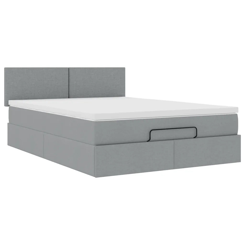 Pouf Letto con Materasso e LED Grigio Chiaro 140x190 cm 3312222