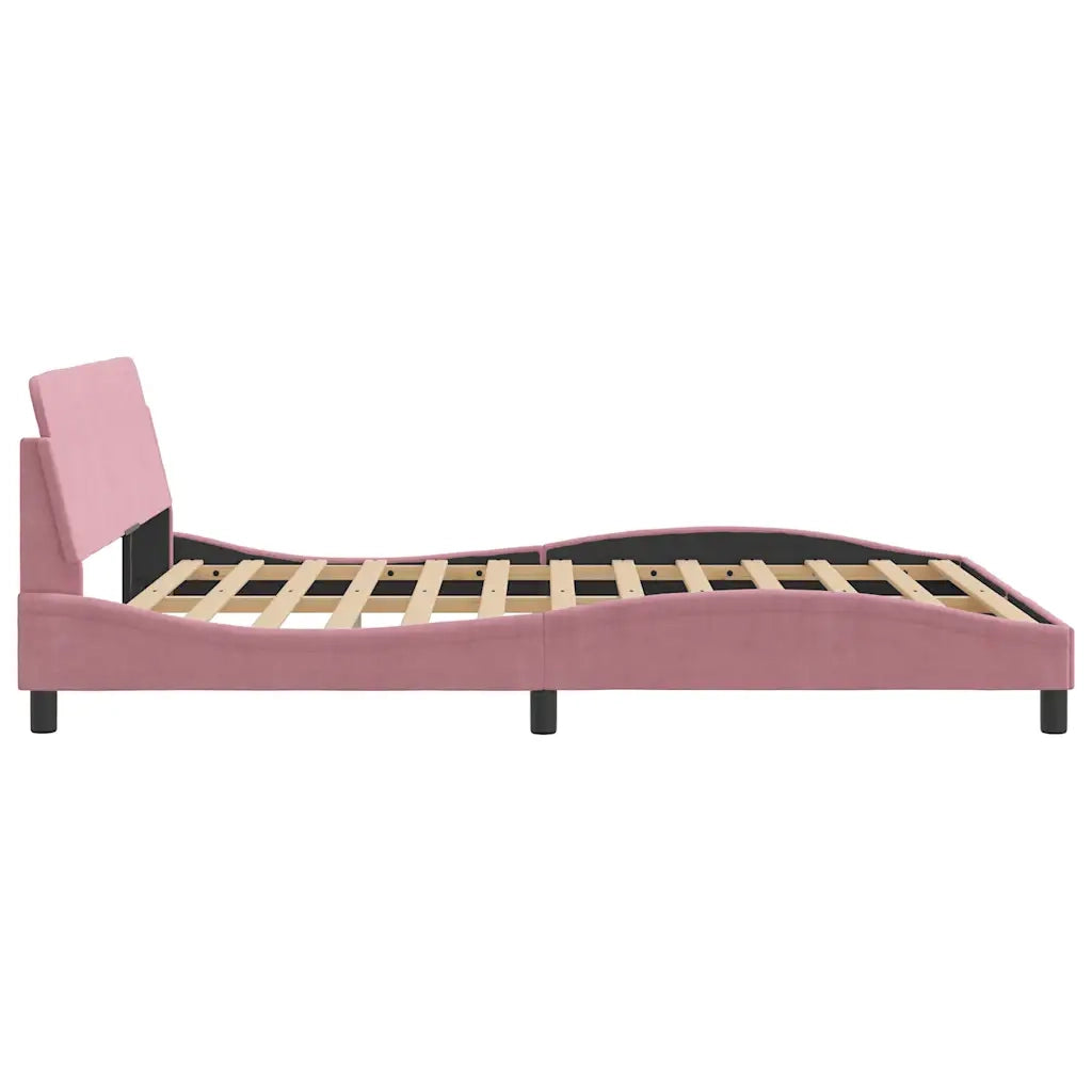 Giroletto con Testiera-Struttura Letto con testiera Dover Rosa 160x200 cm Velluto