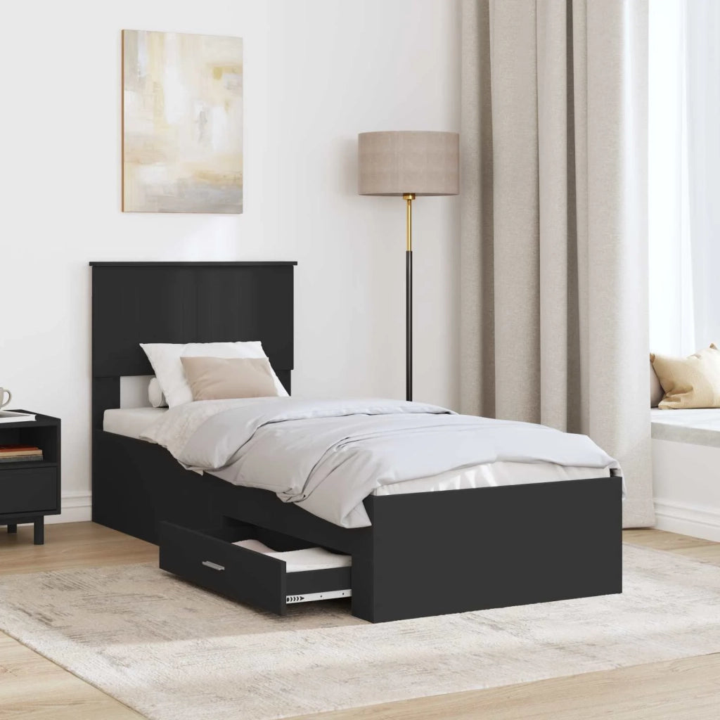 Struttura del letto con testiera Nero e Argento 75 x 190 cm