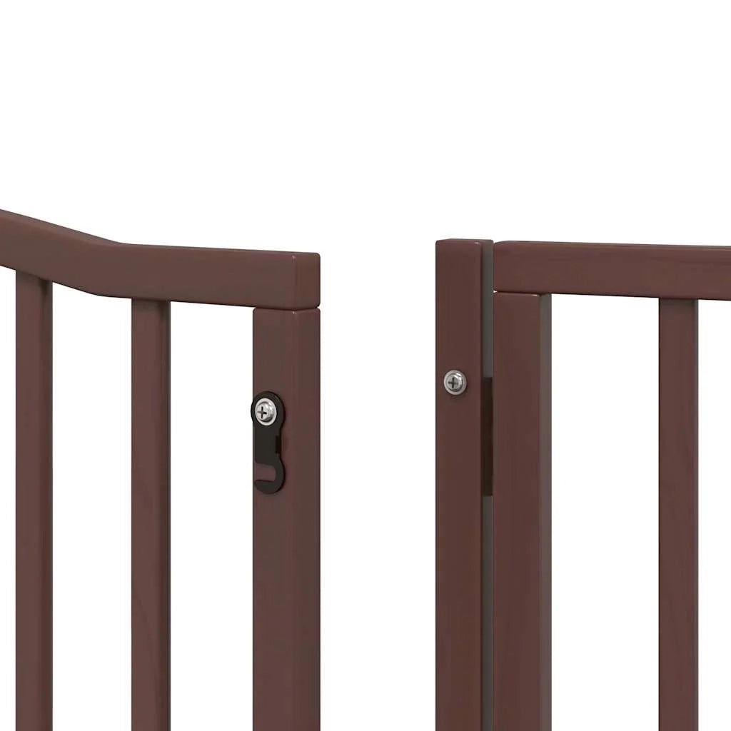 Cancelletto di sicurezza per animali domestici porta pieghevole 10 pannelli legno di pioppo marrone 02_0023116