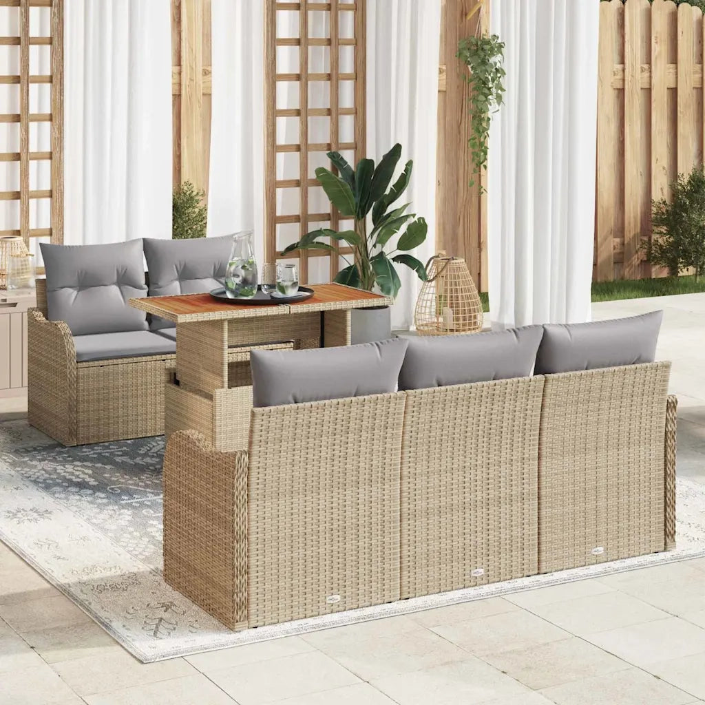 Set Divano da Giardino 6 pcs Beige e Grigio Chiaro polyrattan 3349398