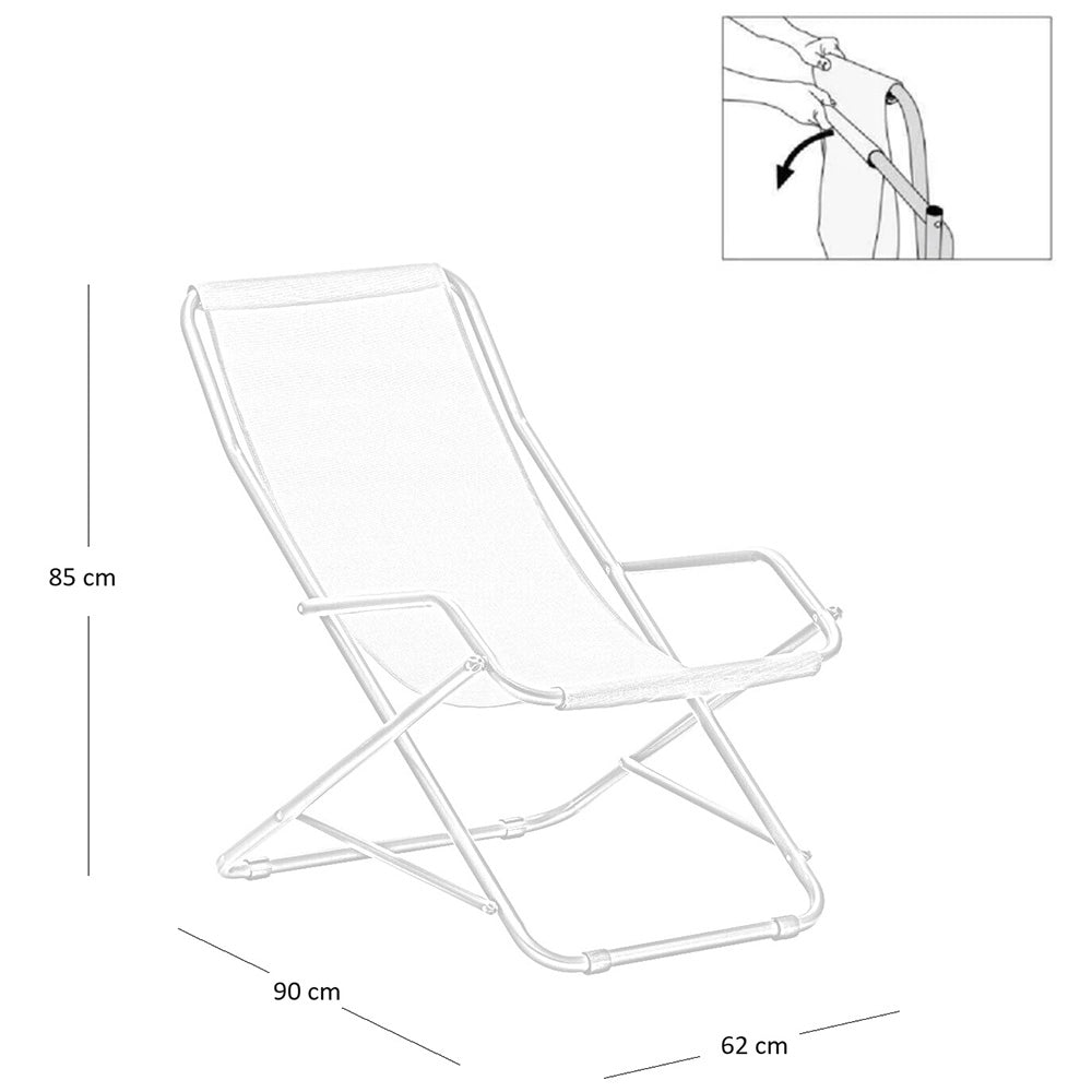 Sdraio dondolina Creta in tubo di acciaio verniciato con telo in pvc beige