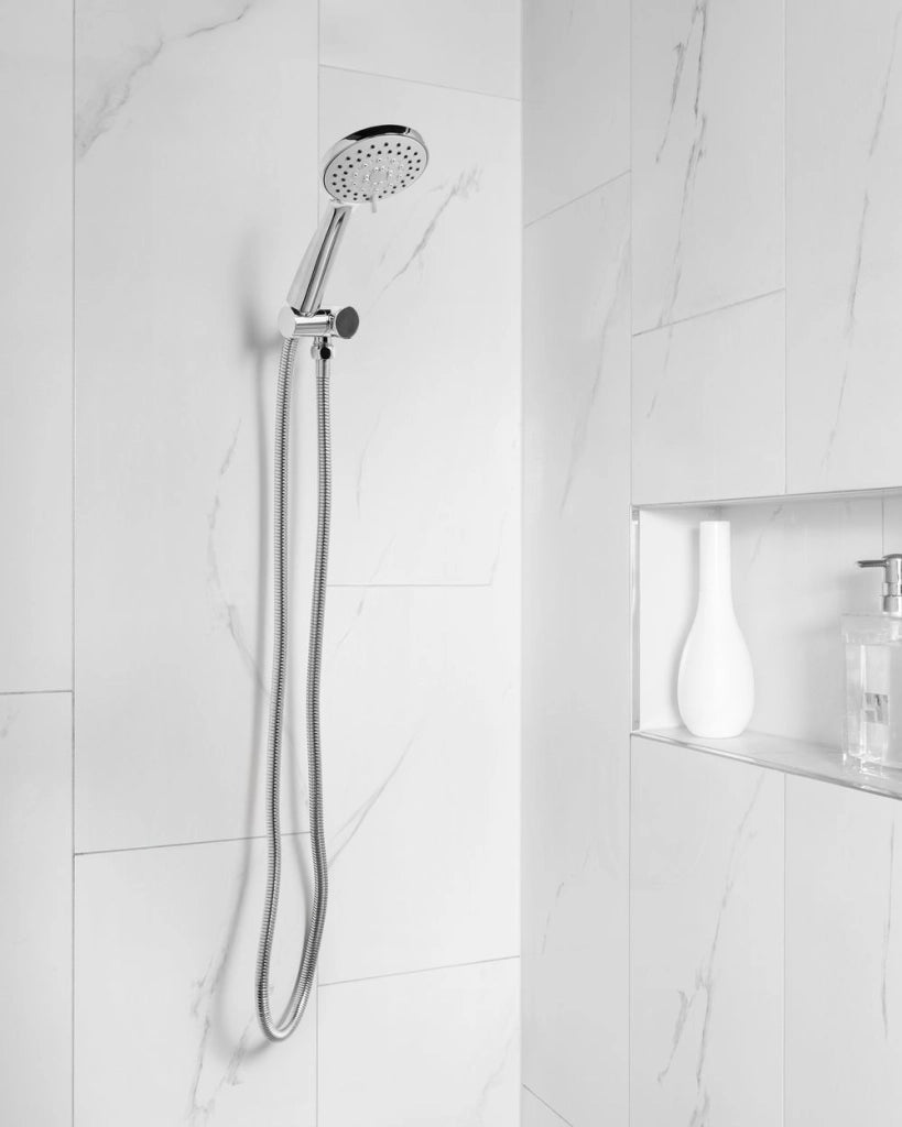 Set doccia con tubo flessibile 3 modalità di spruzzo Metallo argento stile moderno