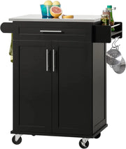 Mobile Cucina Salvaspazio Carrello Cucina con Ruote Mobiletto Cucina Dispensa Credenza Cucina Madia Cucina Isola Cucina 80×46×90 cm Nero FKW110‑SCH