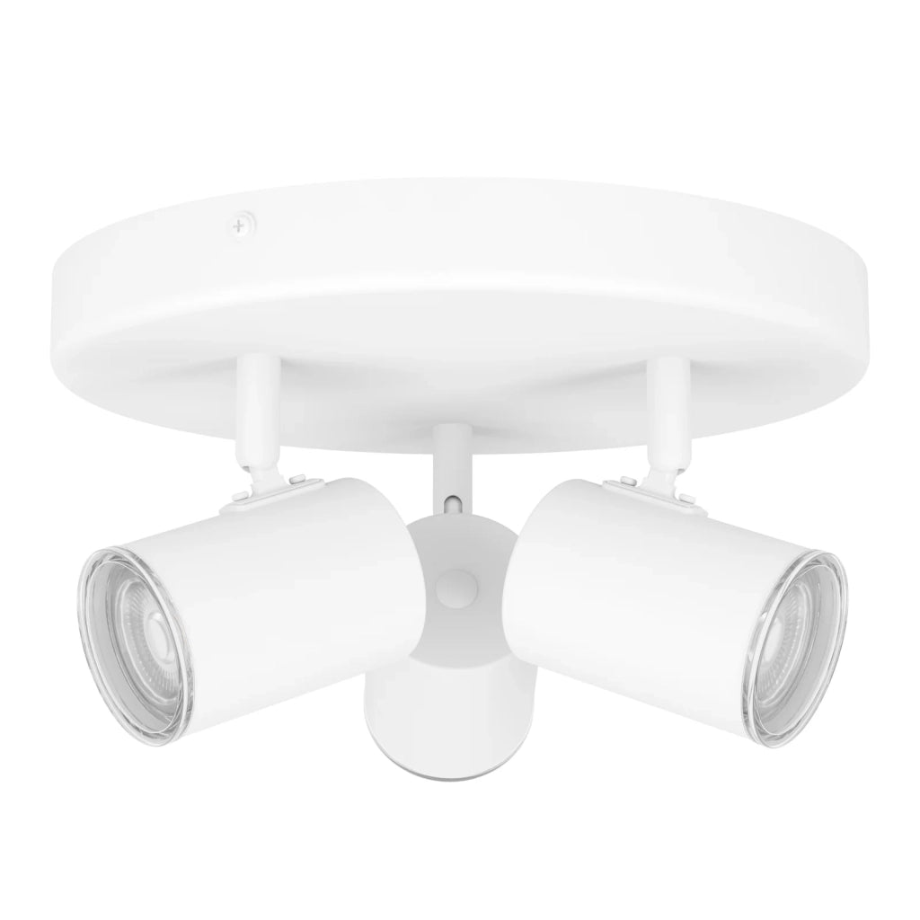 Spot Tondo Moderno Consuma 1 Acciaio Bianco 3 Luci Gu10 Ip44