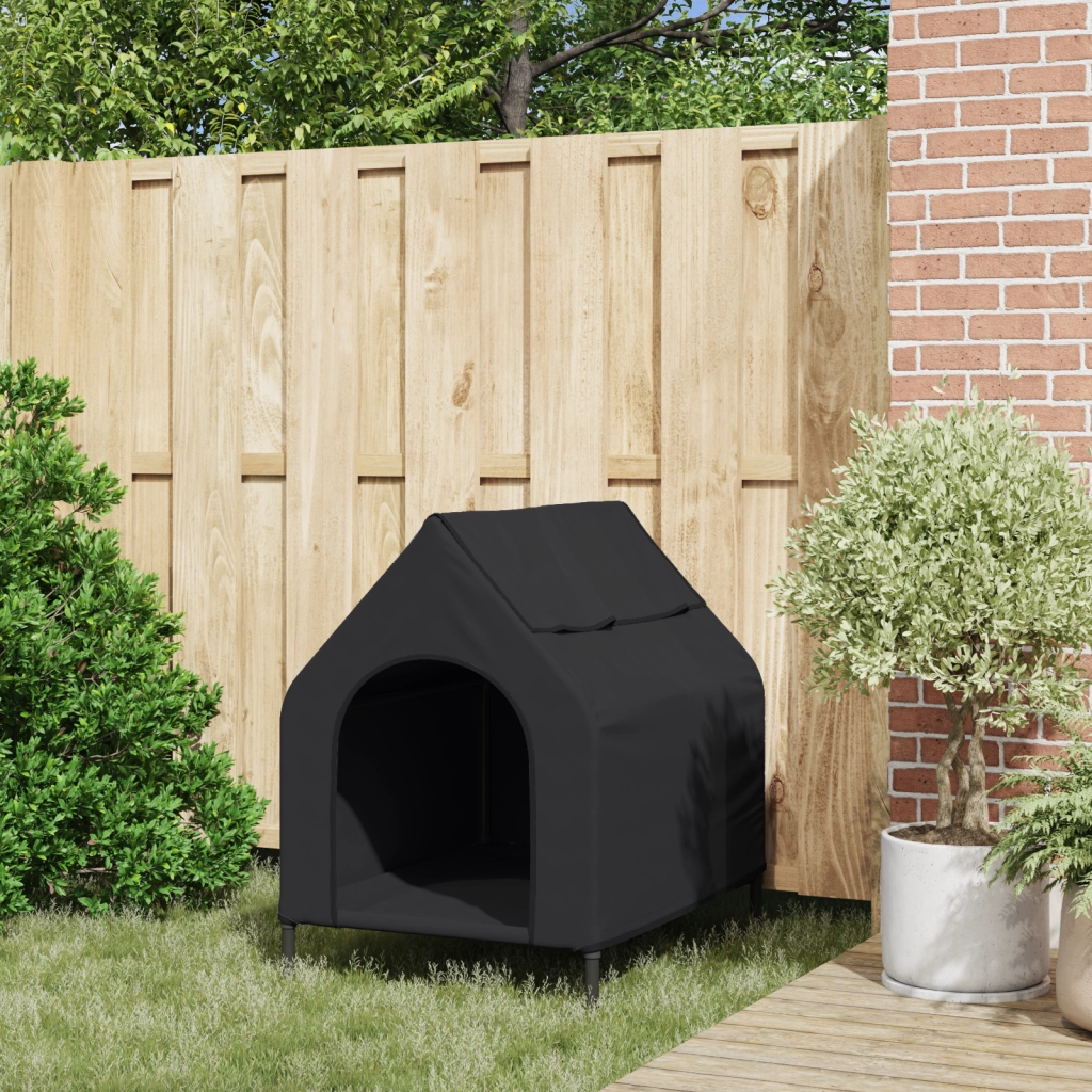 Casa per Cani Nera in Tessuto Oxford e Acciaio