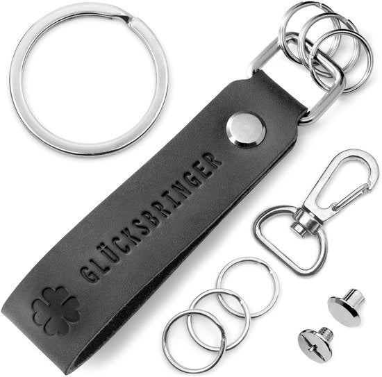 Sleutelhanger in regalo con sostituzione, con foglia di clover portafortuna con incisione, piccola portafortuna, molta fortuna, molta successo