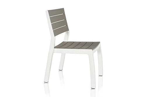 Sedia da Giardino in Resina Effetto Legno Impilabile Colore Bianco