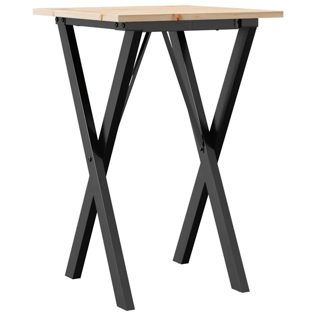 Tavolo da Pranzo Telaio a X 50x50x75 cm Legno Pino e Acciaio