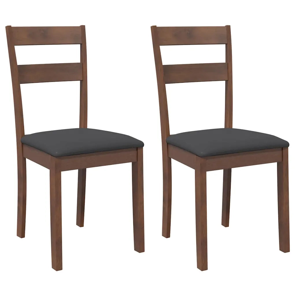 Sedie da Pranzo con Cuscini 2pz Marrone Legno Massello di Hevea 4102381