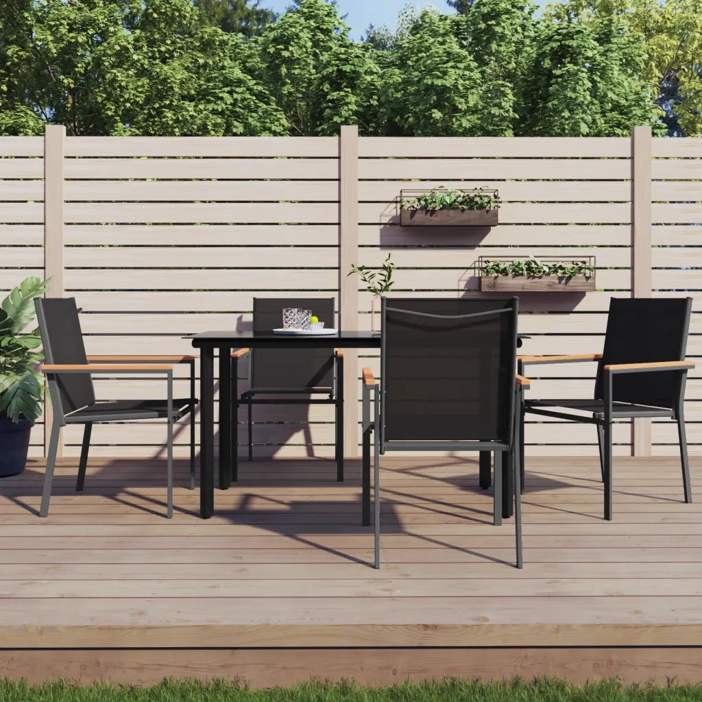 Sedie da Giardino 4 pz | Sedie da Esterno Nere 55x61,5x90 cm Textilene e Acciaio