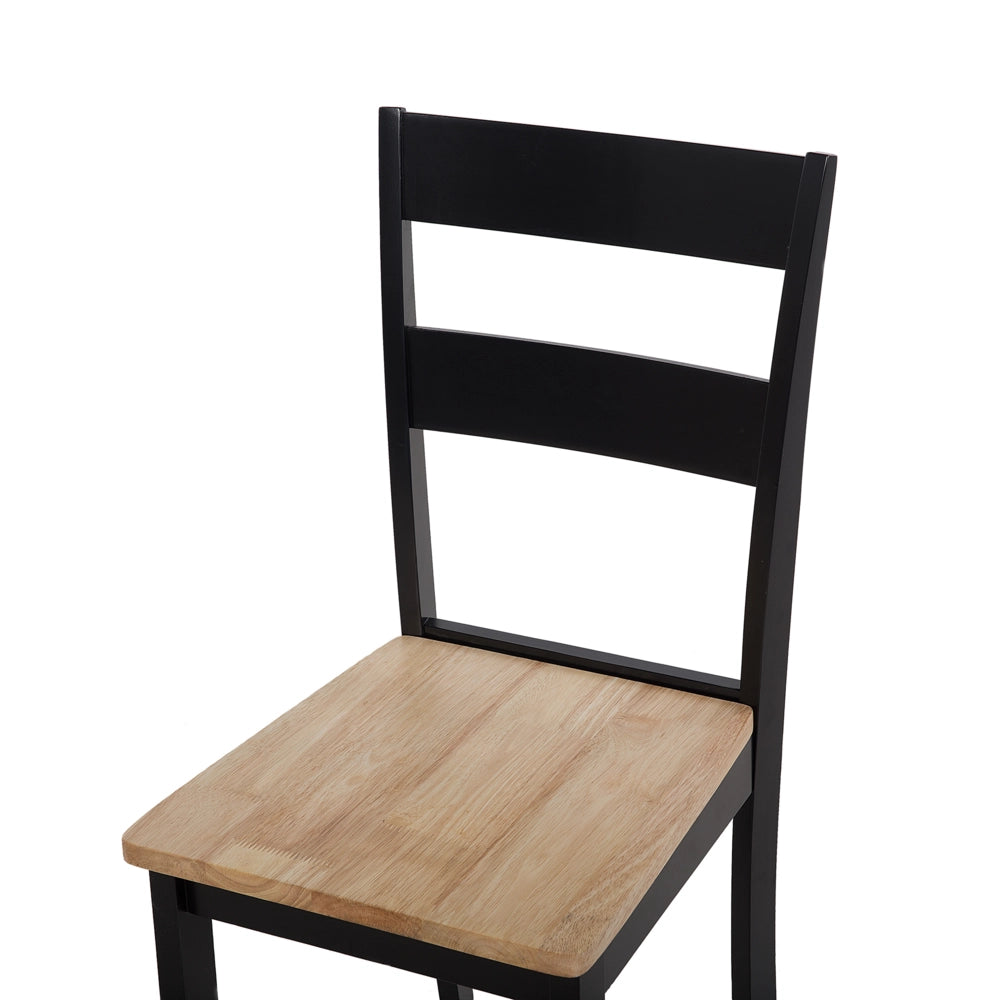 Set di 2 sedie da pranzo in stile cottage con schienale a doghe in legno di gomma Nero e chiaro