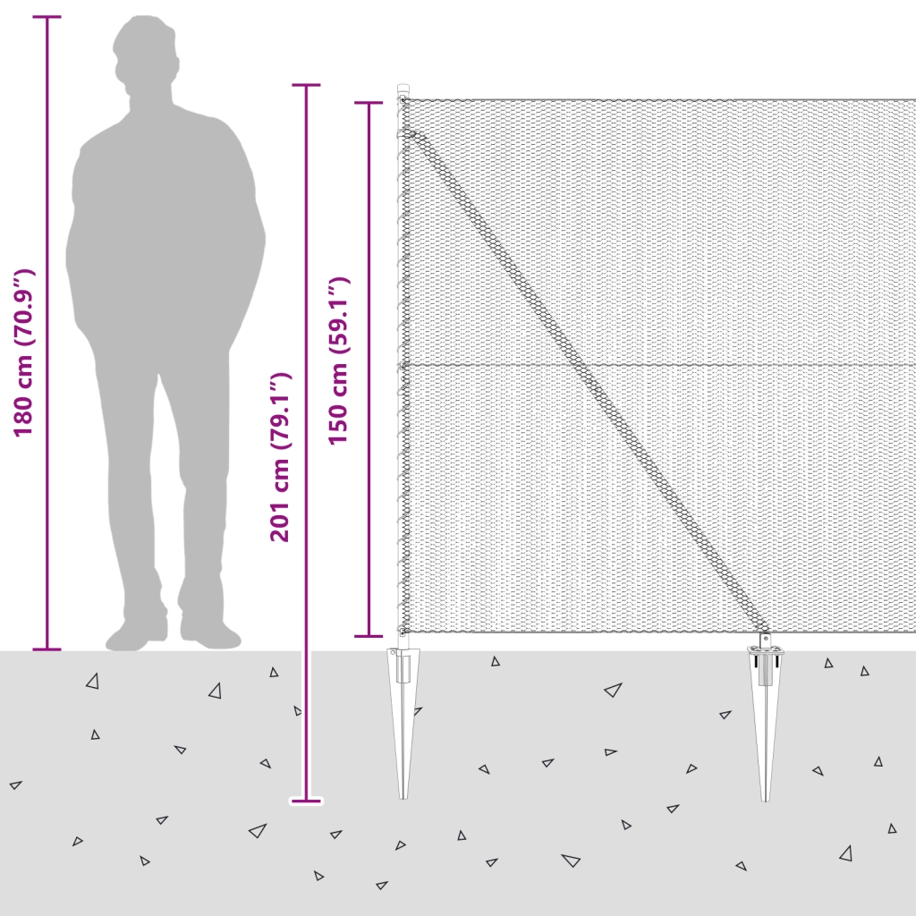Recinzione Esagonale  Grigia 1,5x50 m Acciaio