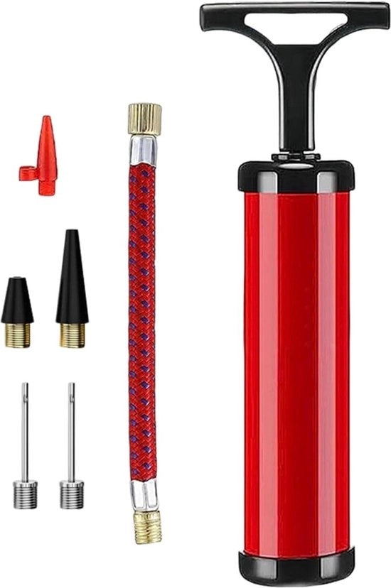 Kit di pompe a pallone da 7 pezzi per pallacanestro calcio pallavolo rugby - nero rosso Pompa da pallone