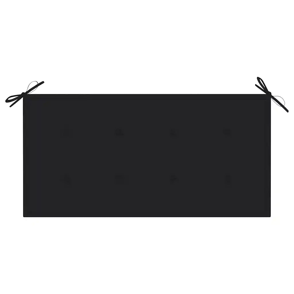 Panca da Giardino con Cuscino Nero 112 cm in Legno di Teak