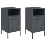 Set di 2 vComodini | Armadio da Notte | Mobiletto da notte Antracite 36x39x68 cm in Acciaio