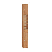 SoBuy Mobile Bagno Stretta – Colonna Bagno Idrorepellente, Alto con Ripiani Regolabili e Cassetto – Armadietto Salvaspazio, Legno massello, Colore legno, 20x180x20cm, BZR34-II-SH