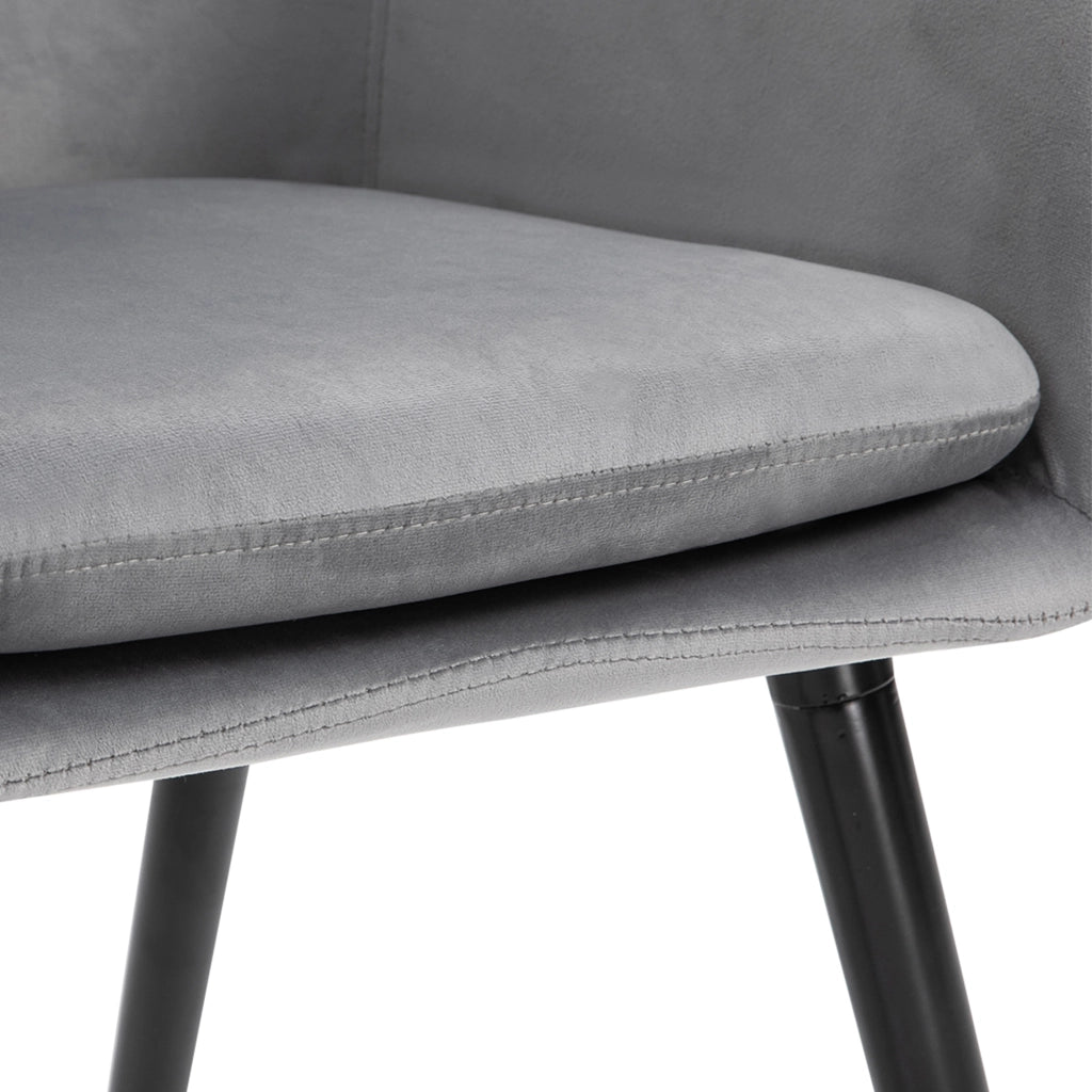 Set di 2 Sedie da Pranzo con Braccioli Imbottite in Velluto ¨C Zephmum ¨C Grigio 54x56x74cm