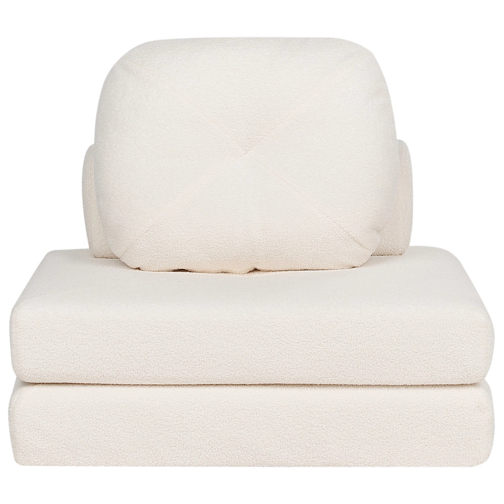 Divano pieghevole e trasformabile in letto in tessuto bouclè bianco stile moderno soggiorno