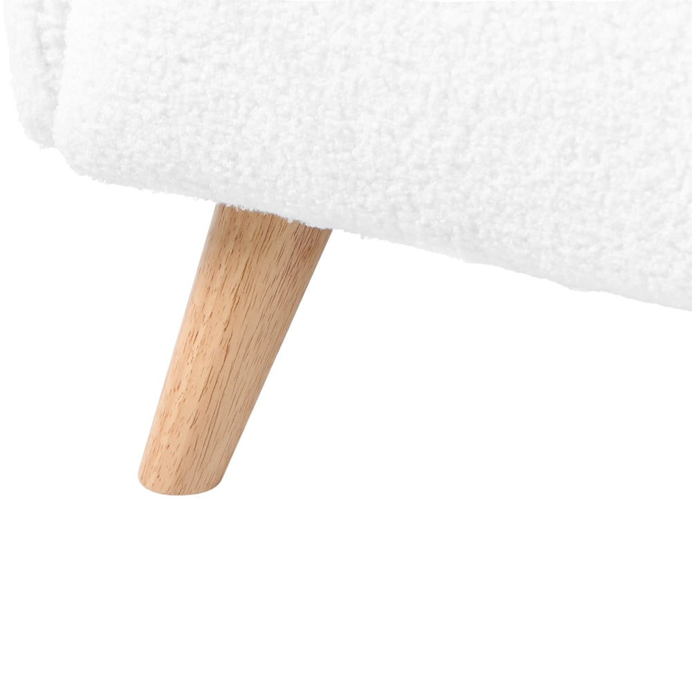 Divano per bambini bianco bouclé imbottito con braccioli Divano moderno a 1 posto per bambini