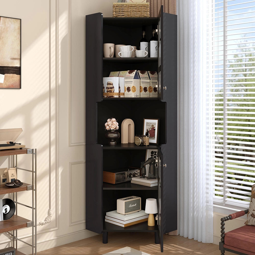 Armadio d'angolo nero con illuminazione LED - Xylo - Multifunzionale per soggiorno, bagno, camera