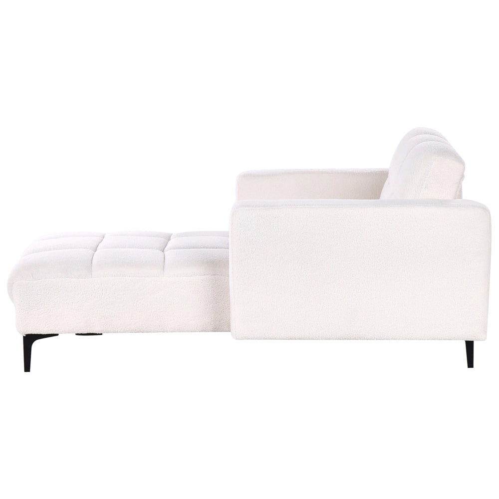 Chaise longue in tessuto bouclè bianco reclinabile con schienale a 3 posizioni stile elegante