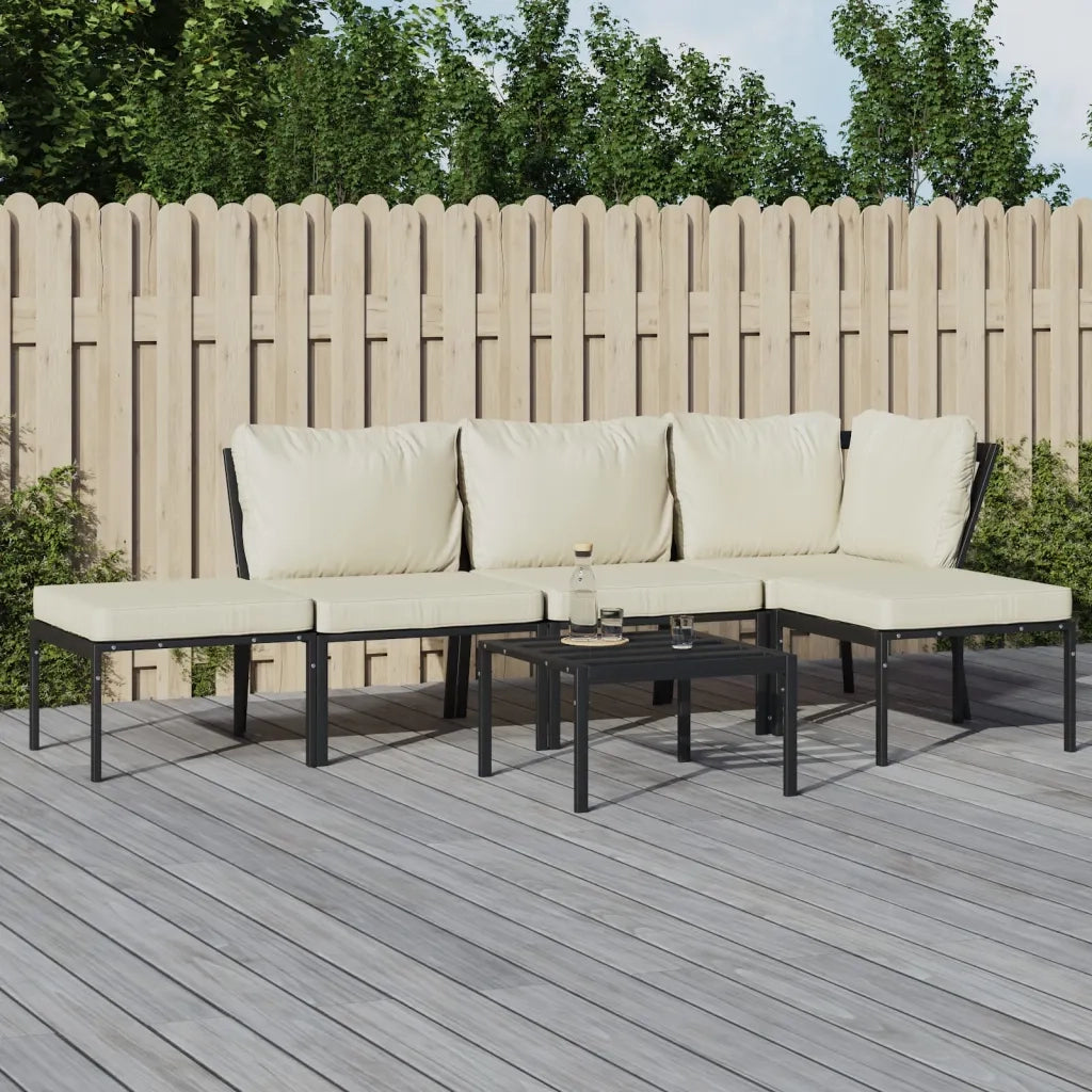 Set Salotto da Giardino 6pz con Cuscini Sabbia in Acciaiocod mxl 77220